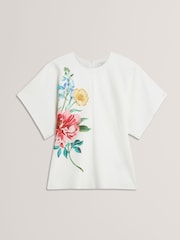 Ted Baker White Lahnaa-Slouch Sleeve Waisted Top - Image 5 of 6
