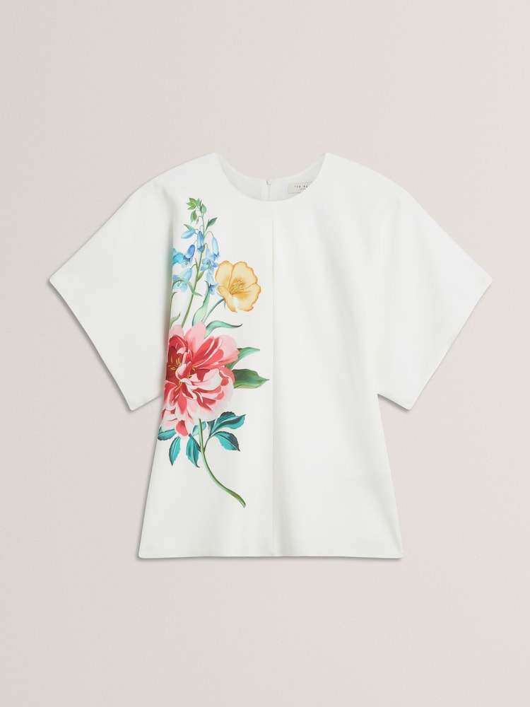 Ted Baker White Lahnaa-Slouch Sleeve Waisted Top - Image 5 of 6