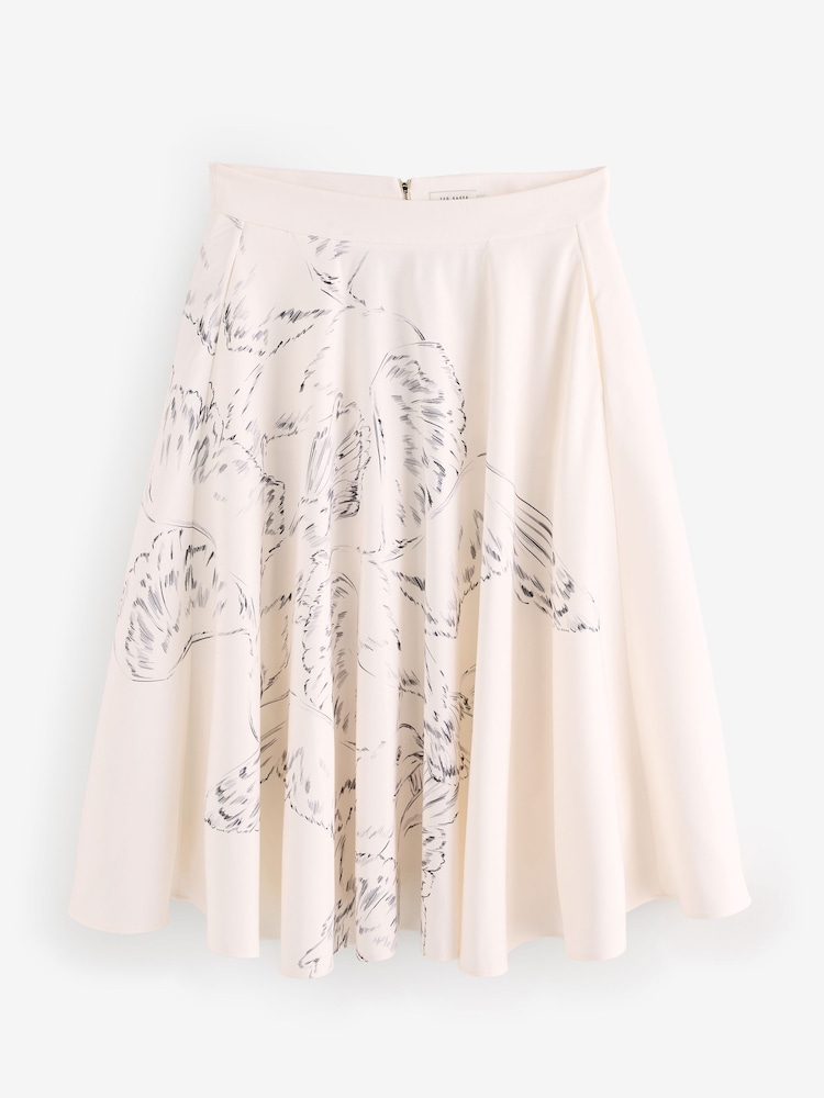 Ted Baker White Laguuna-Printed Ottoman Midi Skirt - Image 1 of 4