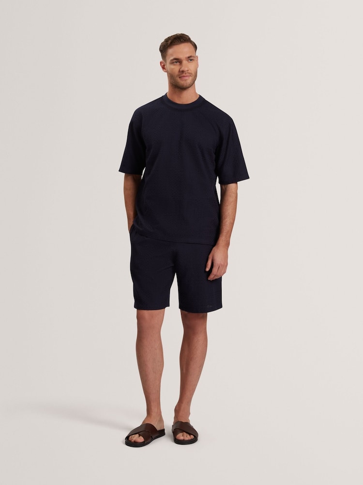 Ted Baker Blue Kylars Basket-weave 100% Cotton T-Shirt - Image 2 of 6 Ted Baker Blue Kylars Basket-weave 100% Cotton T-Shirt - Image 2 of 6