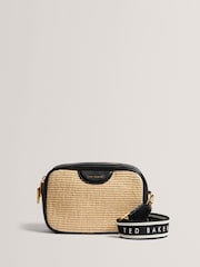 Ted Baker Black Bardas Webbing Faux Raffia Camera Cross-Body Bag - Image 1 of 4