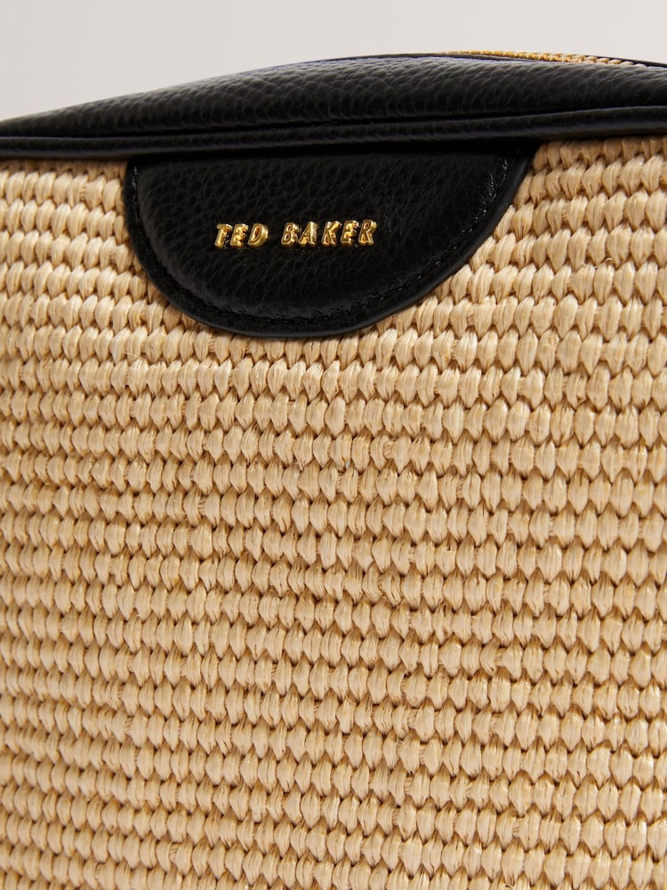 Ted Baker Black Bardas Webbing Faux Raffia Camera Cross-Body Bag - Image 2 of 4