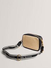 Ted Baker Black Bardas Webbing Faux Raffia Camera Cross-Body Bag - Image 3 of 4