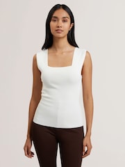 Ted Baker White Binkkii Square Neck Knit Top - Image 1 of 6