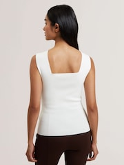 Ted Baker White Binkkii Square Neck Knit Top - Image 4 of 6
