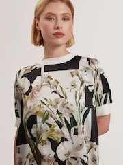 Ted Baker White Roneea Printed Woven Front Boxy Dress - Image 3 of 5