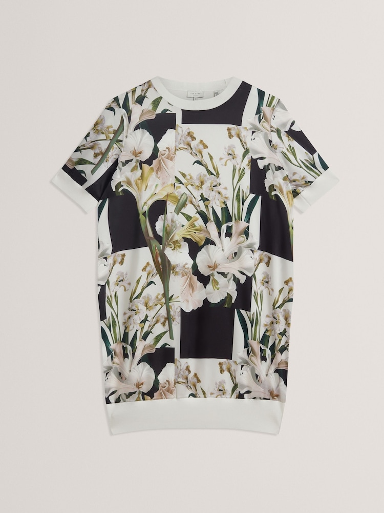 Ted Baker White Roneea Printed Woven Front Boxy Dress - Image 5 of 5