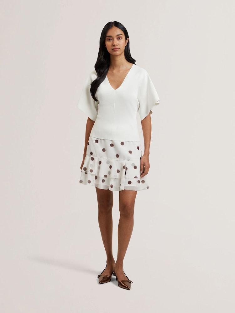 Ted Baker White Reginah V-Neck Knitted Top - Image 2 of 6