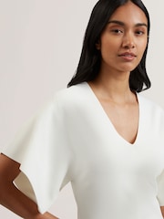 Ted Baker White Reginah V-Neck Knitted Top - Image 3 of 6
