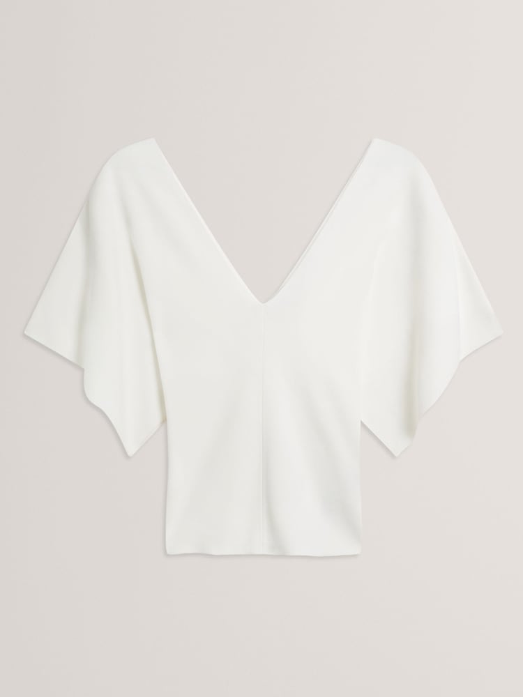 Ted Baker White Reginah V-Neck Knitted Top - Image 5 of 6