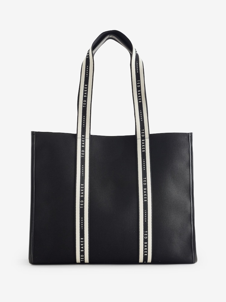 Ted Baker Black Georjey Branded Webbing Canvas Tote Bag - Image 1 of 7