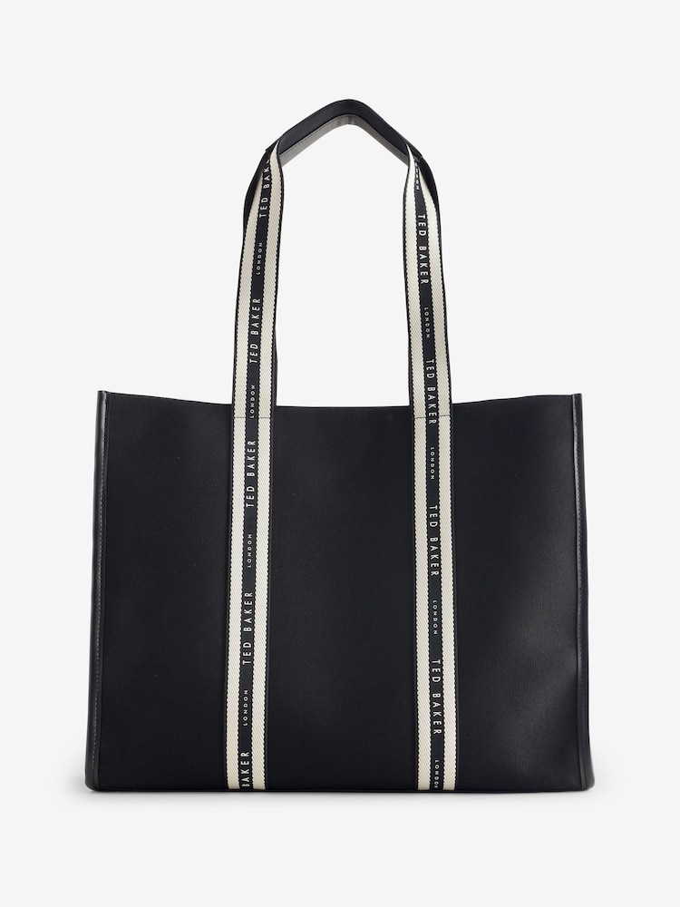 Ted Baker Black Georjey Branded Webbing Canvas Tote Bag - Image 2 of 7
