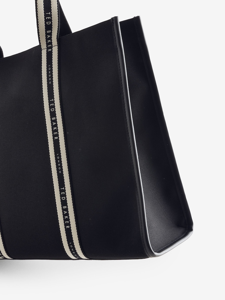 Ted Baker Black Georjey Branded Webbing Canvas Tote Bag - Image 7 of 7
