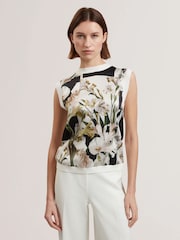 Ted Baker White Liilea-Printed Woven Front Tank Top - Image 1 of 6