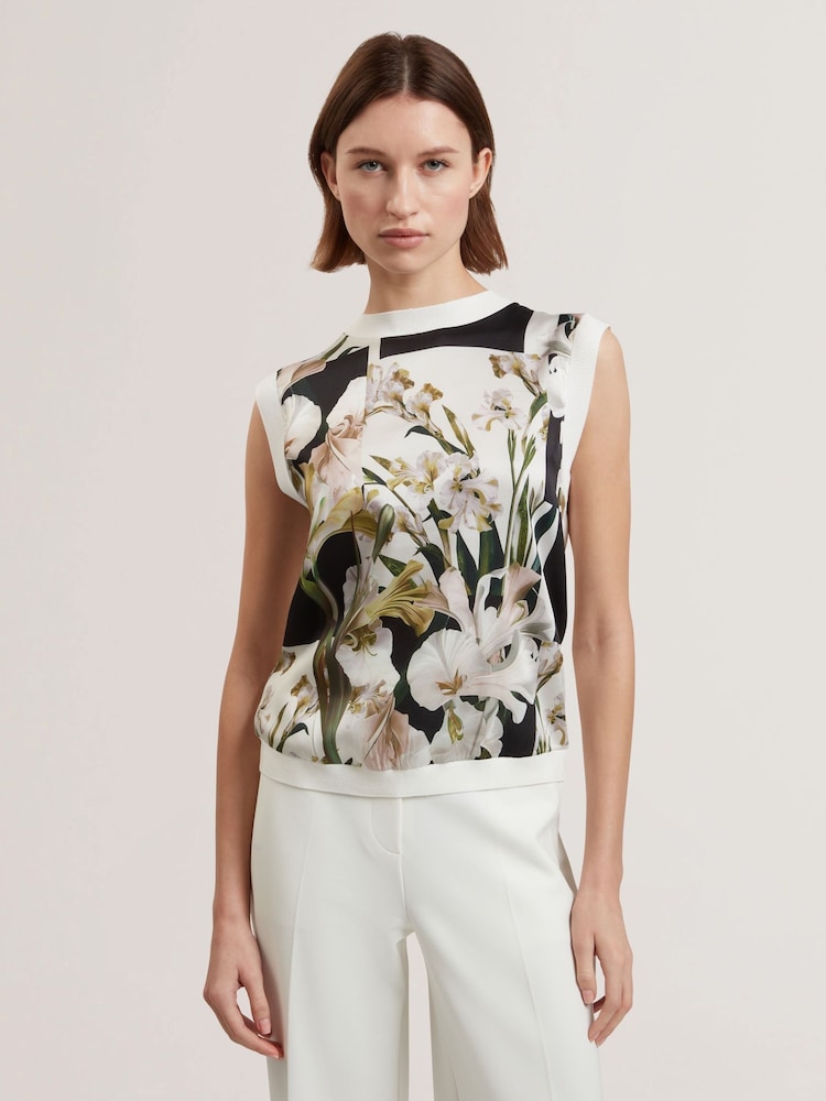 Ted Baker White Liilea-Printed Woven Front Tank Top - Image 1 of 6