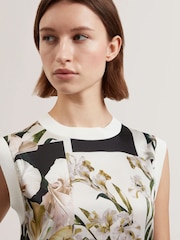 Ted Baker White Liilea-Printed Woven Front Tank Top - Image 4 of 6