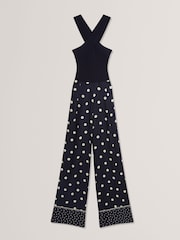 Ted Baker Blue Carmman Knit Bodice Polkadot Trouser Jumpsuit - Image 5 of 6