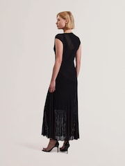 Ted Baker Black Celyina-Engineered Sheer Detail Knitted Midi Dress - Image 2 of 5
