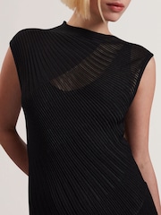 Ted Baker Black Celyina-Engineered Sheer Detail Knitted Midi Dress - Image 3 of 5