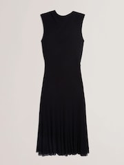 Ted Baker Black Celyina-Engineered Sheer Detail Knitted Midi Dress - Image 4 of 5