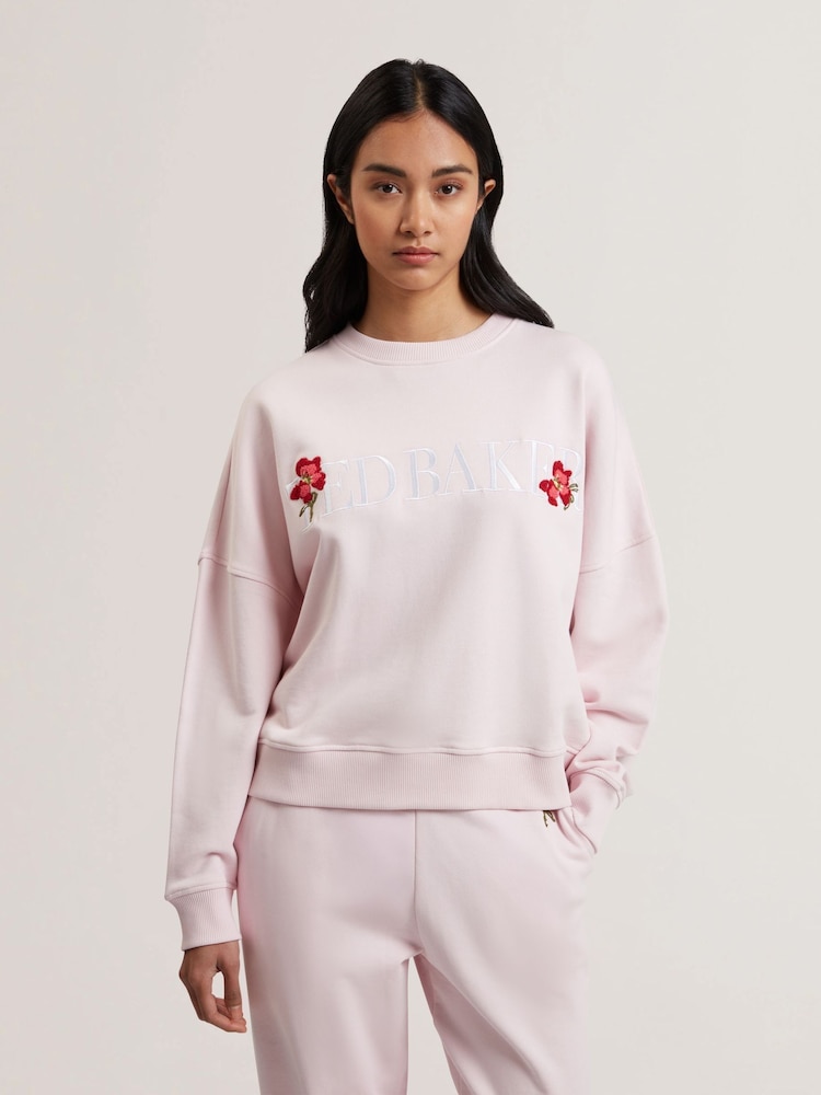 Ted Baker Pink Stiila Branded 100% Cotton Sweatshirt - Image 1 of 6 Ted Baker Pink Stiila Branded 100% Cotton Sweatshirt - Image 1 of 6
