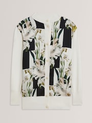Ted Baker White Belviaa Printed Woven Front Cardigan - Image 5 of 6