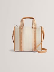 Ted Baker Brown Harllee-Striped Canvas Small Webbing Bag - Image 1 of 3