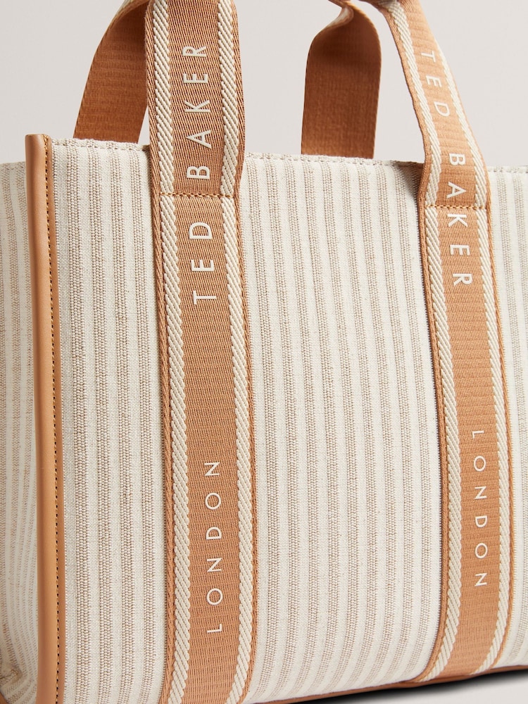 Ted Baker Brown Harllee-Striped Canvas Small Webbing Bag - Image 2 of 3