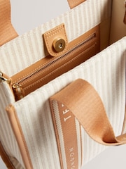 Ted Baker Brown Harllee-Striped Canvas Small Webbing Bag - Image 3 of 3