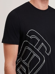 Черный - Ted Baker Craigey Short Sleeve Branded Graphic 100% Cotton T-Shirt - Image 3 of 6