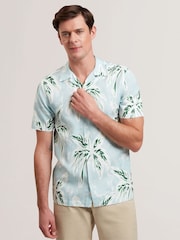 Ted Baker Regular Boche Short Sleeve Tropical Print Palm Tree Polo Shirt - صورة 1 من 6