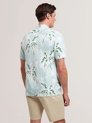 Ted Baker Regular Boche Short Sleeve Tropical Print Palm Tree Polo Shirt - صورة 2 من 6