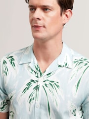 Ted Baker Regular Boche Short Sleeve Tropical Print Palm Tree Polo Shirt - صورة 3 من 6