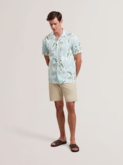 Ted Baker Regular Boche Short Sleeve Tropical Print Palm Tree Polo Shirt - صورة 4 من 6