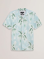 Ted Baker Regular Boche Short Sleeve Tropical Print Palm Tree Polo Shirt - صورة 5 من 6