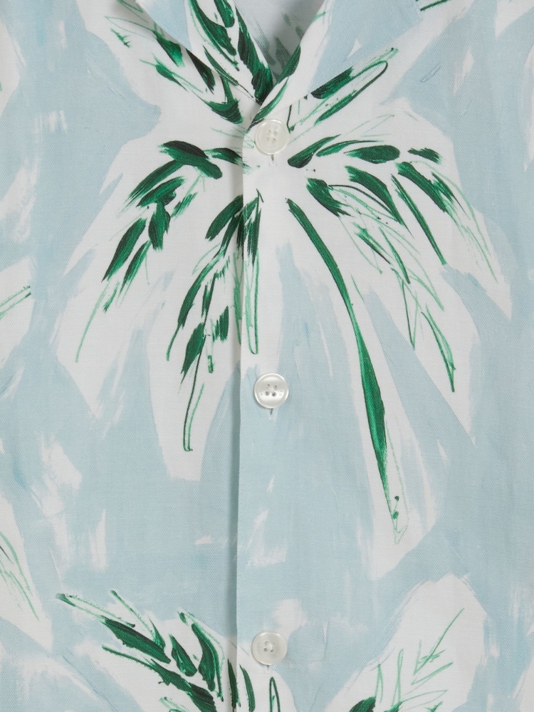 Ted Baker Regular Boche Short Sleeve Tropical Print Palm Tree Polo Shirt - صورة 6 من 6