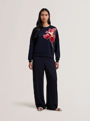 Ted Baker Blue Sanderr Graphic 100% Cotton Sweater - Image 2 of 8