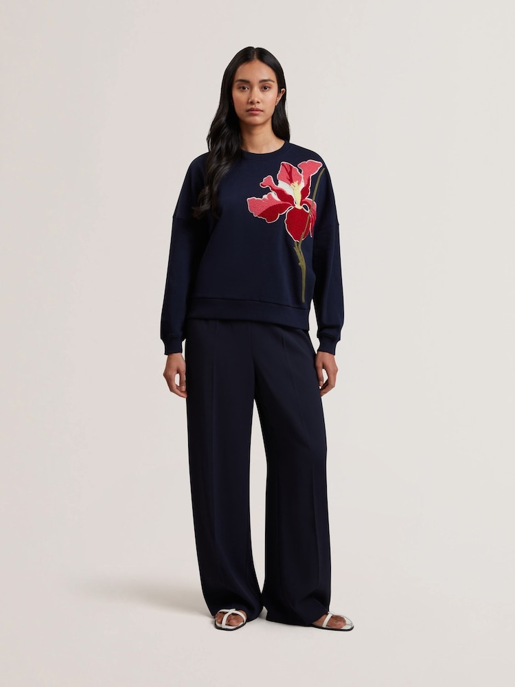 Ted Baker Blue Sanderr Graphic 100% Cotton Sweater - Image 2 of 8