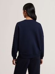 Ted Baker Blue Sanderr Graphic 100% Cotton Sweater - Image 3 of 8
