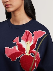 Ted Baker Blue Sanderr Graphic 100% Cotton Sweater - Image 4 of 8