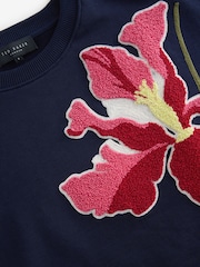 Ted Baker Blue Sanderr Graphic 100% Cotton Sweater - Image 8 of 8