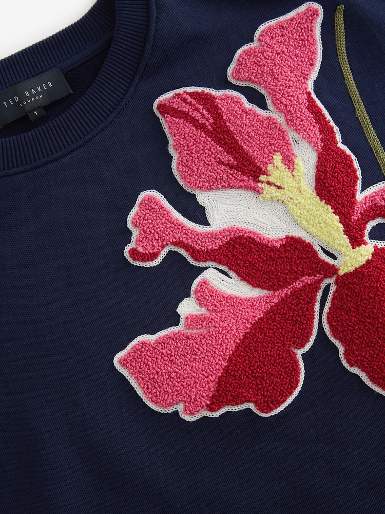Ted Baker Blue Sanderr Graphic 100% Cotton Sweater - Image 8 of 8