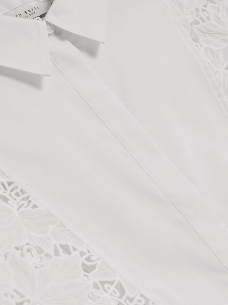 Ted Baker White Oversized Lethia-Contrast Bib Shirt - Image 4 of 4 Ted Baker White Oversized Lethia-Contrast Bib Shirt - Image 4 of 4