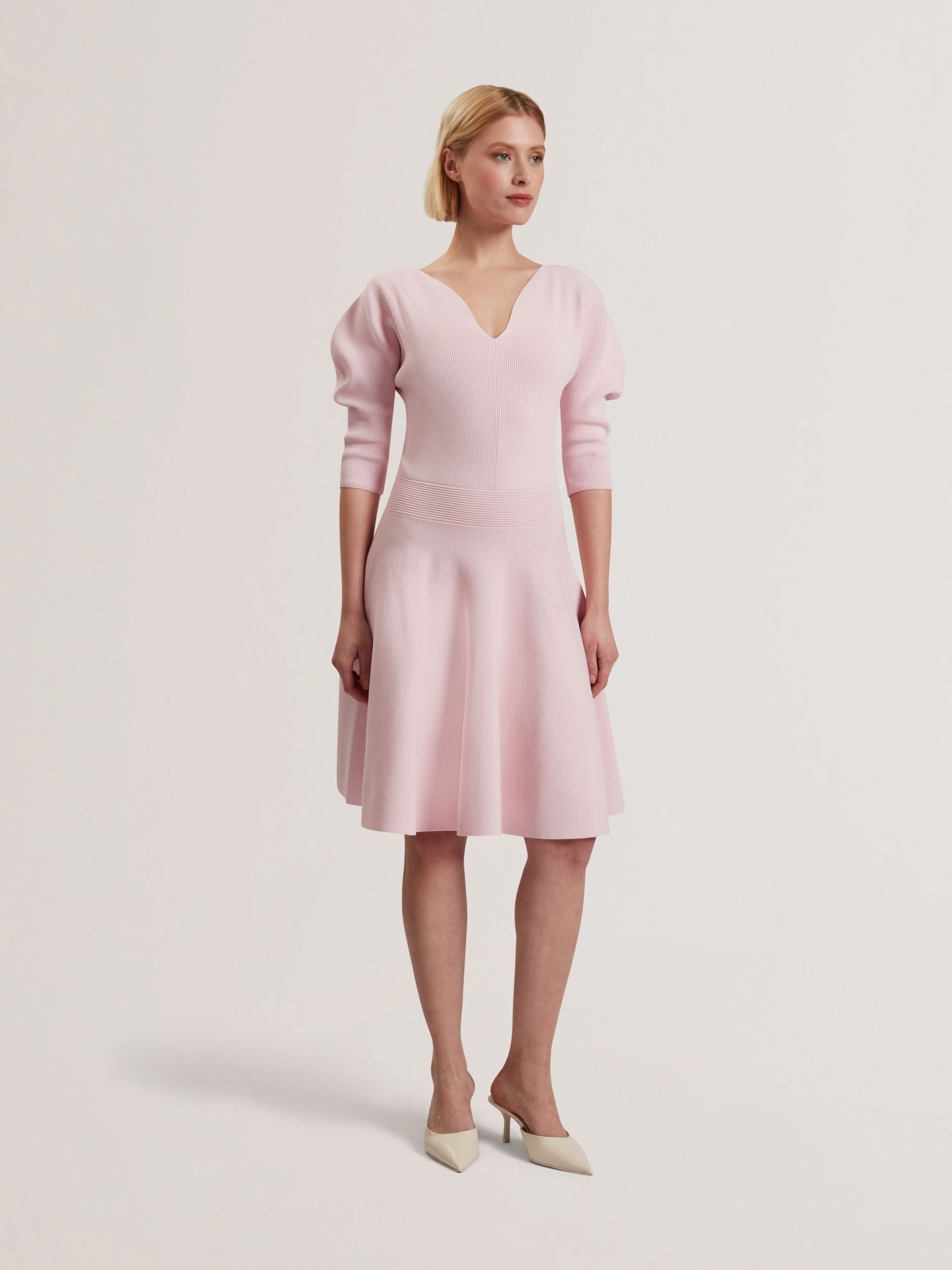Ted Baker Pink Jescka Sculptured Knit Skater Dress