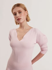 Ted Baker Pink Jescka Sculptured Knit Skater Dress - Image 3 of 5