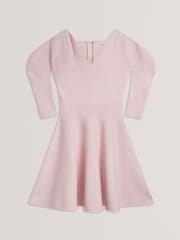 Ted Baker Pink Jescka Sculptured Knit Skater Dress - Image 4 of 5