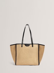 Ted Baker Black Barni-Faux Raffia Large Shopper Bag - Image 1 of 4