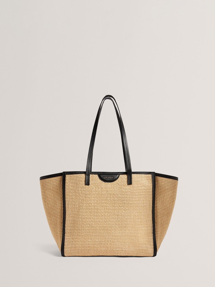 Ted Baker Black Barni-Faux Raffia Large Shopper Bag - Image 1 of 4