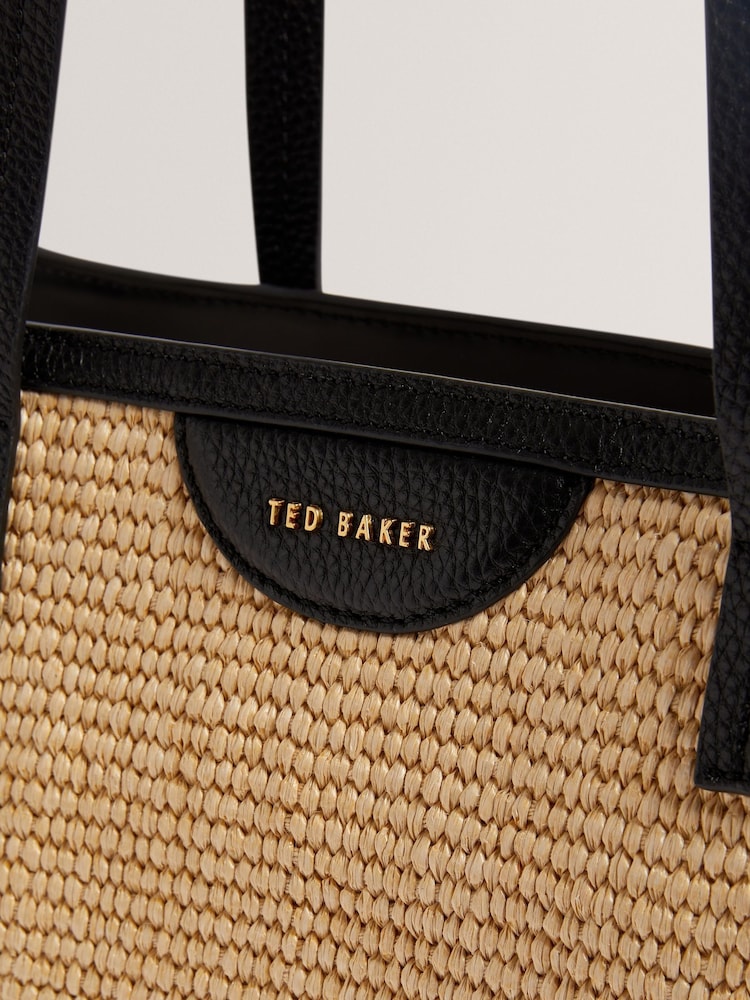Ted Baker Black Barni-Faux Raffia Large Shopper Bag - Image 2 of 4