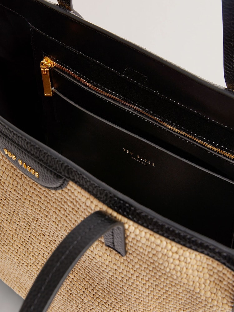 Ted Baker Black Barni-Faux Raffia Large Shopper Bag - Image 4 of 4